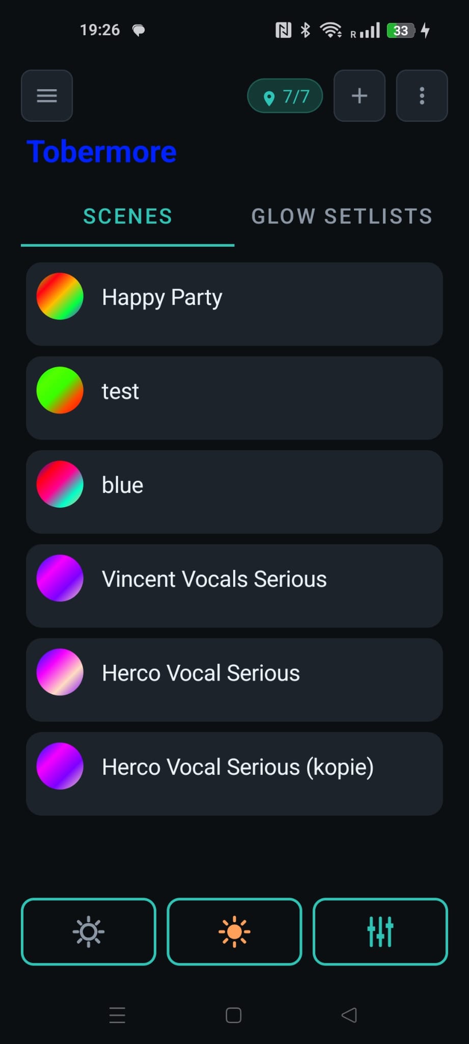 Scenes in the nGage Glow app
